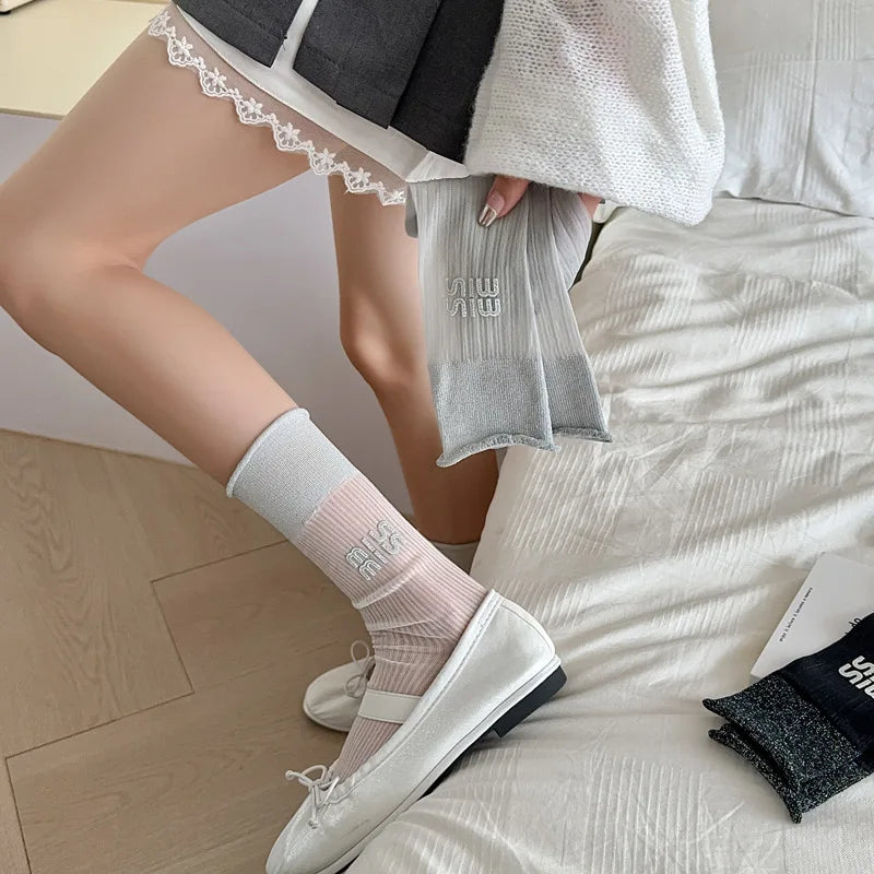 Women's Ballet Lace Glass Wire Transparent Socks – Sheer Ankle Socks