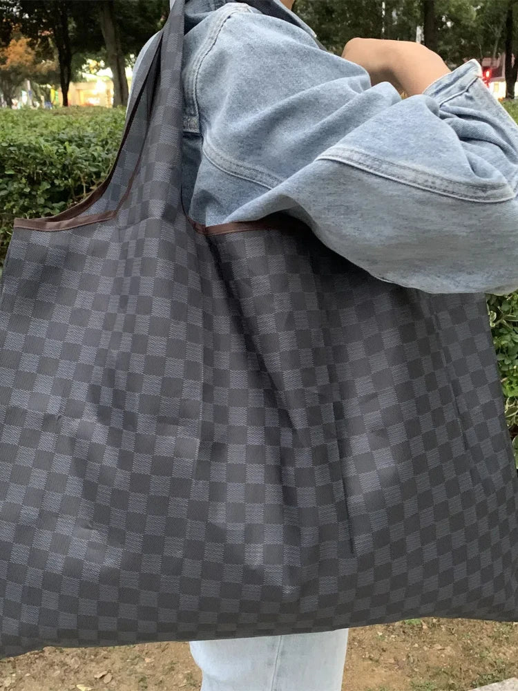 Eco-Friendly Reusable Folding Tote Bag - Compact Shoulder Bag for Travel & Shopping