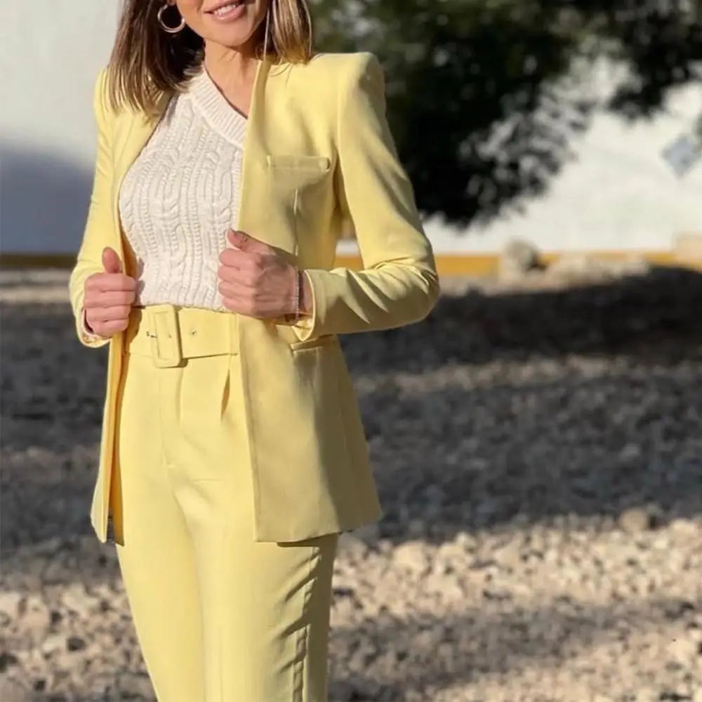 KONDALA Women's Blazer & Wide Leg Pants Set