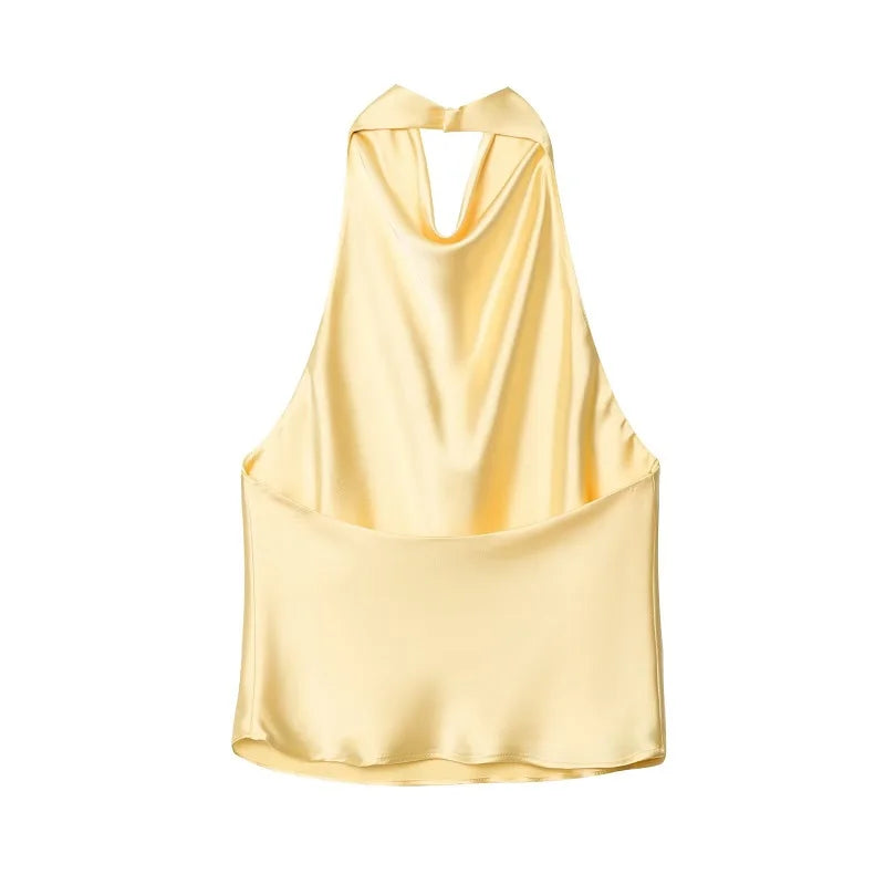 Women's Satin Halter Backless Camisole Top