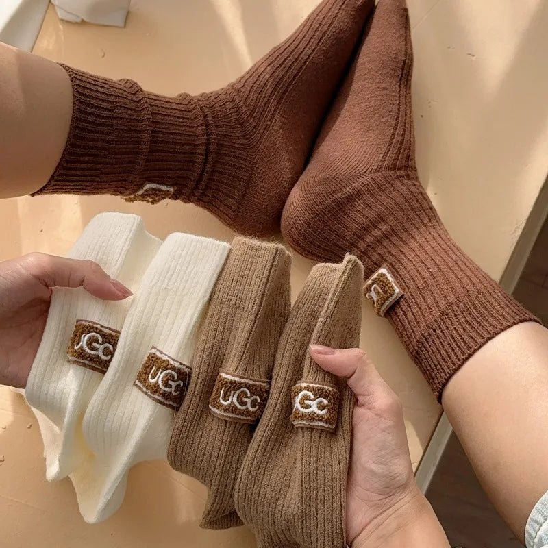Women's Furry Heel Knitted Snow Boot Socks – Cosy Winter Boot Socks - lily supply