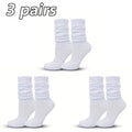 Women's White Solid Pile - Up Mid Length Socks – Casual Cotton Socks - lily supply