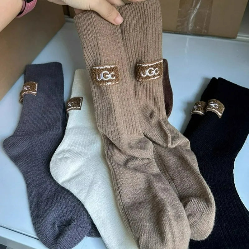 Women's Furry Heel Knitted Snow Boot Socks – Cosy Winter Boot Socks
