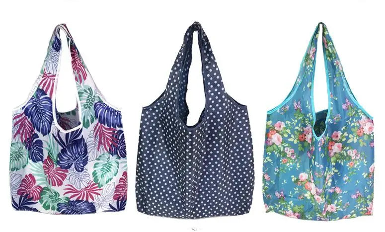 Big Nylon Foldable Reusable Tote Bag - Eco Polyester Shoulder Handbag