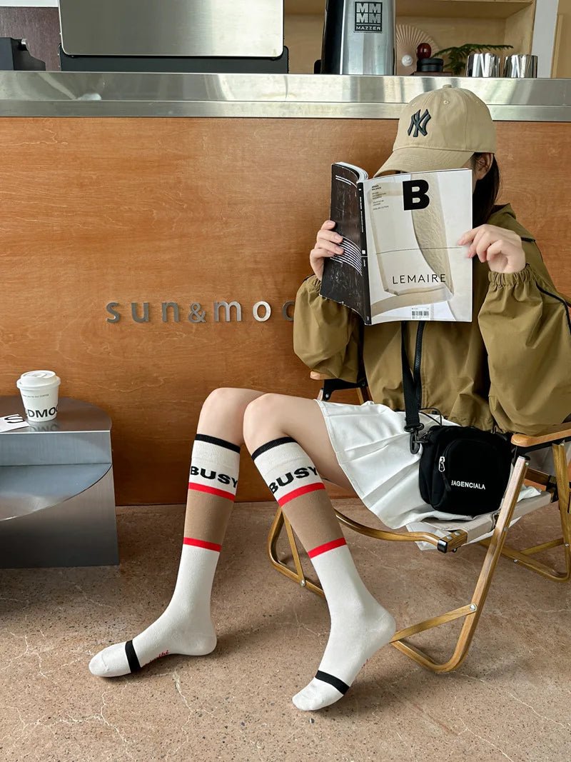 Women's Korean Retro Knee Length Socks – Vintage Style Long Socks - lily supply