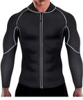 Men's Sauna Sweat Jacket - Weight Loss Body Shaper Gym Fitness Zip Undershirt
