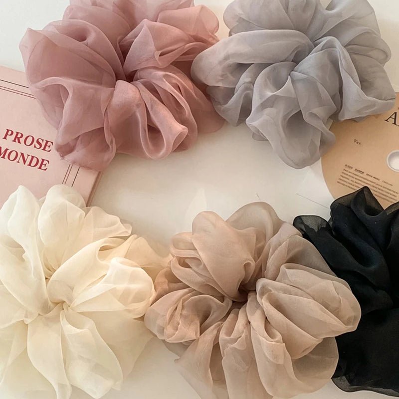 Oversized Organza Chiffon Scrunchie - Korean Large Elastic Hair Bands - lily supply