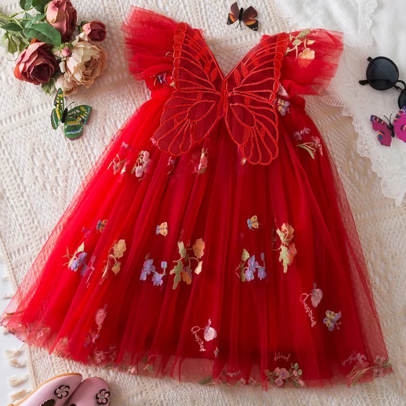 Girls Floral Mesh Summer Dress | Flower Girl Wedding Baby Dress 9M - 4Y - lily supply