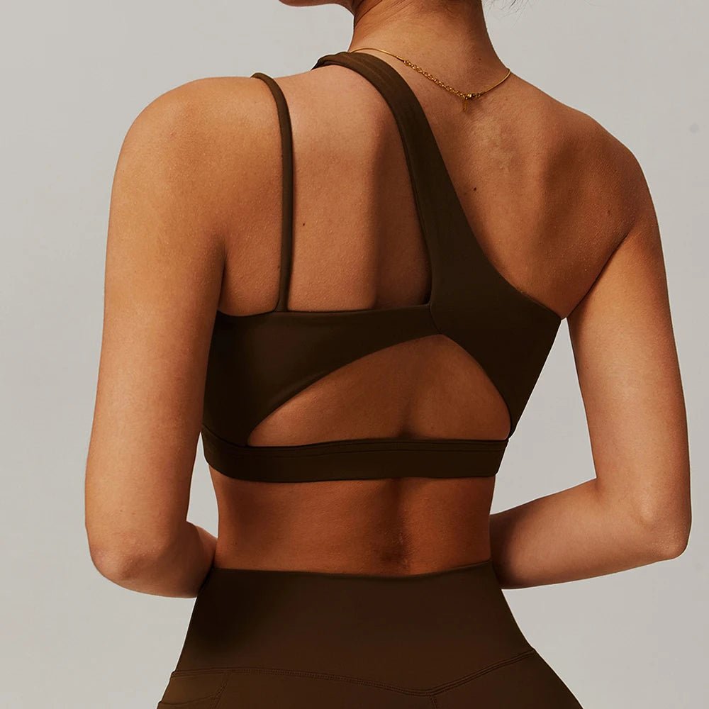 Women Shockproof Sport Bra Women's Beautiful Back Gym Sports Underwear Women Oblique Shoulder Straps Running Fitness Yoga Bra ﻿ - lily supply