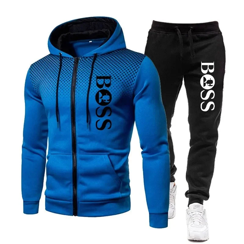 Men's Hooded Jacket & Jogging Pants Set - Basketball Fitness 2-Piece 2025