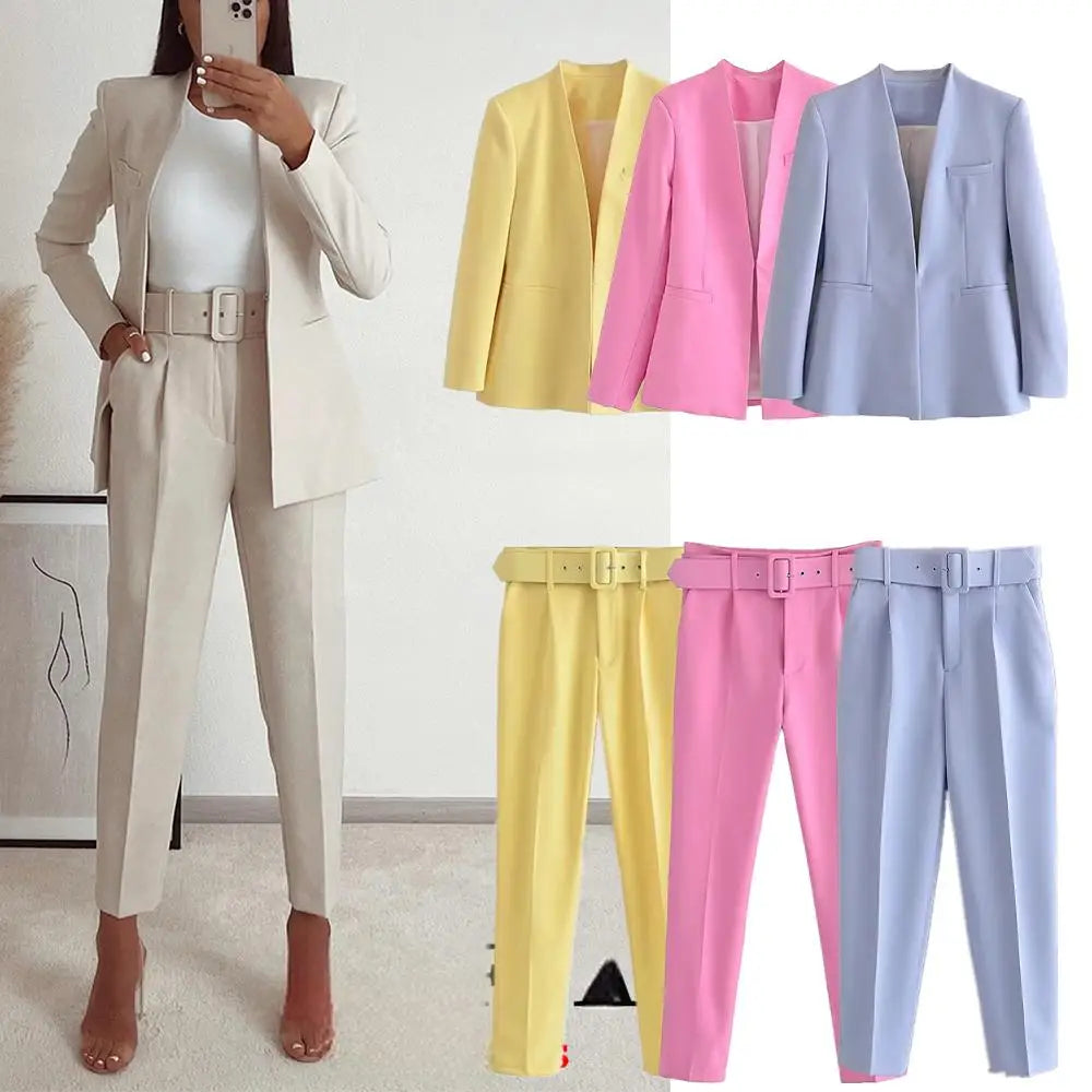 KONDALA Women's Blazer & Wide Leg Pants Set