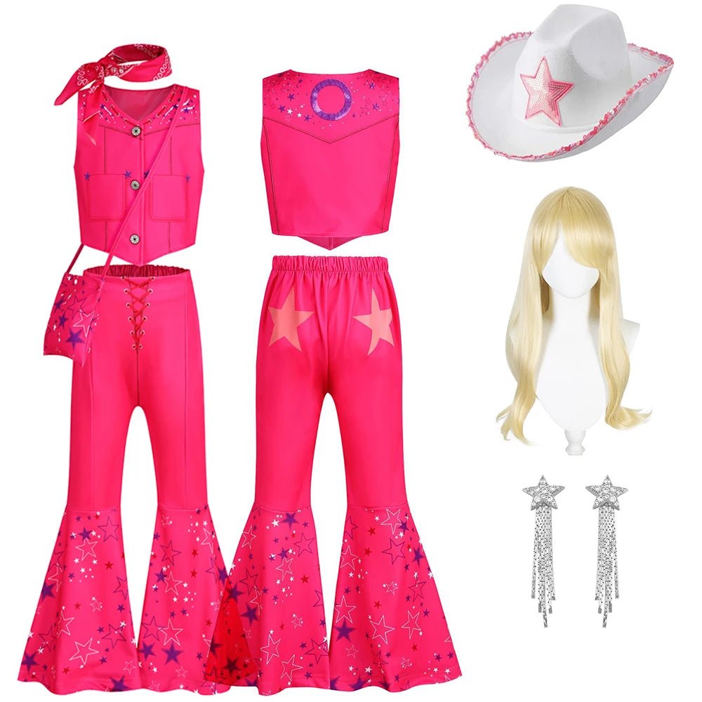 Girls Cowgirl Dress Girls Costume for Kids Girls Cosplay Birthday Party Princess Pink Halloween Carnival For Girls Top Trousers - lily supply