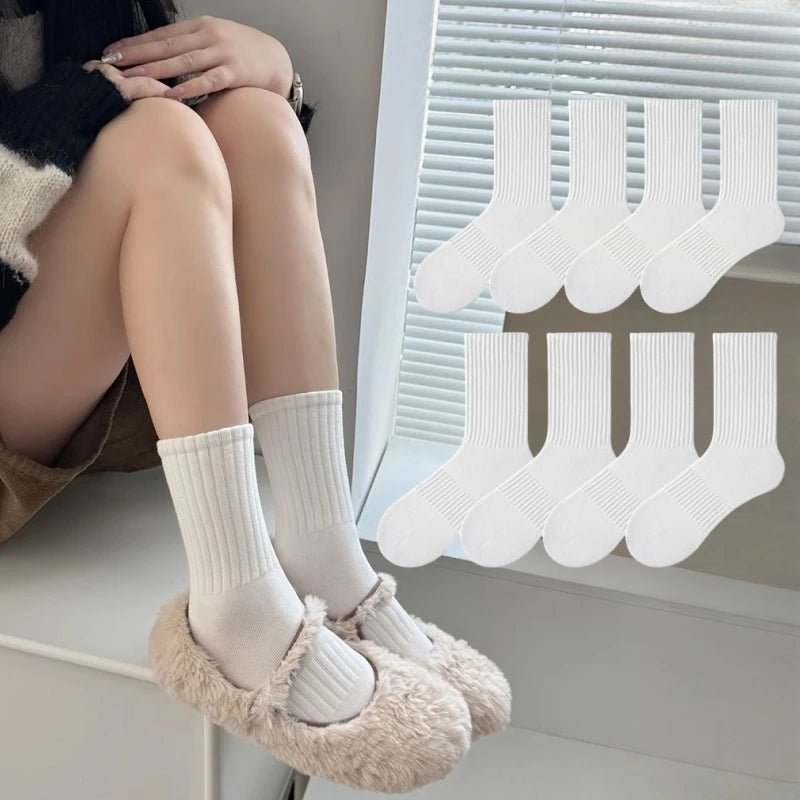 Black & White Sports Mid - Calf Socks – Unisex Athletic Socks - lily supply