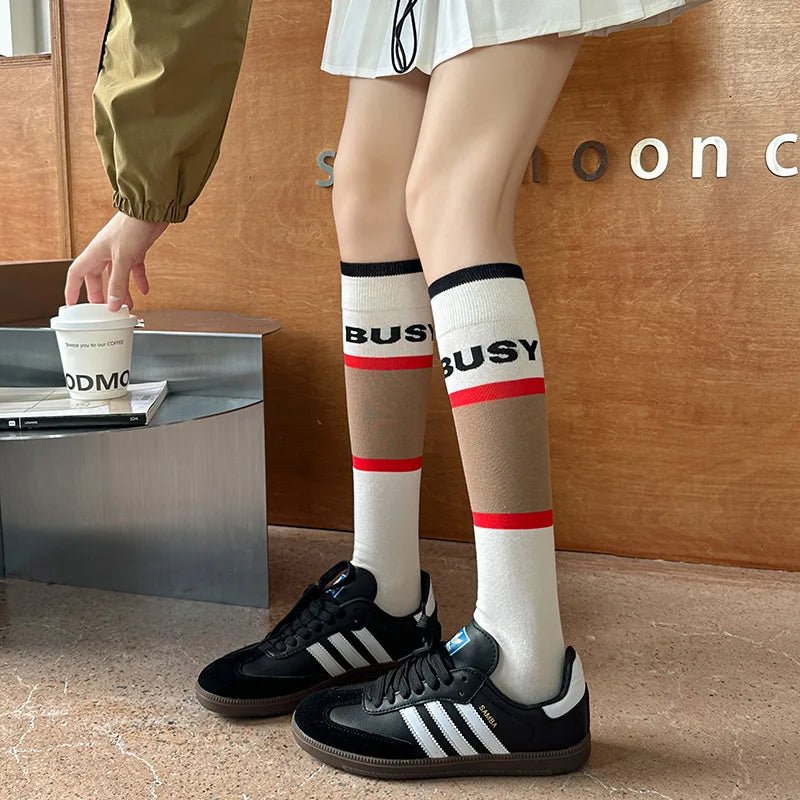 Women's Korean Vintage Over Knee Long Socks - Trendy Fashion Stockings - lily supply