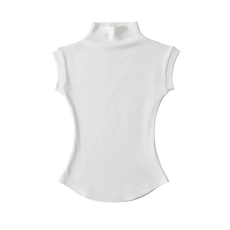 Women's Turtleneck Sleeveless Slim Fit Top