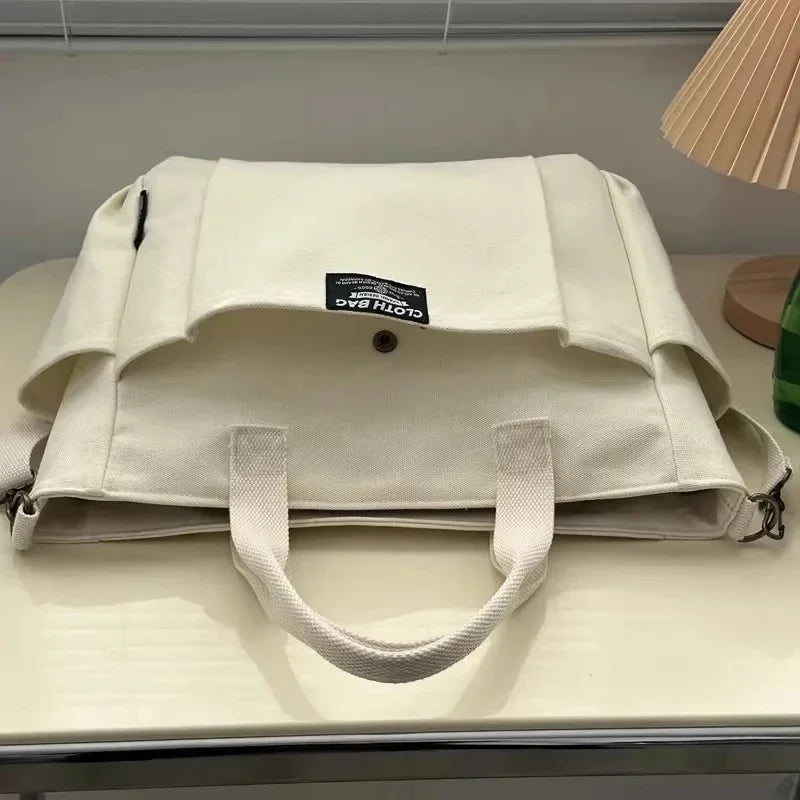 Women's Large Minimalist Canvas Tote Bag - Extra Wide Work Shopper
