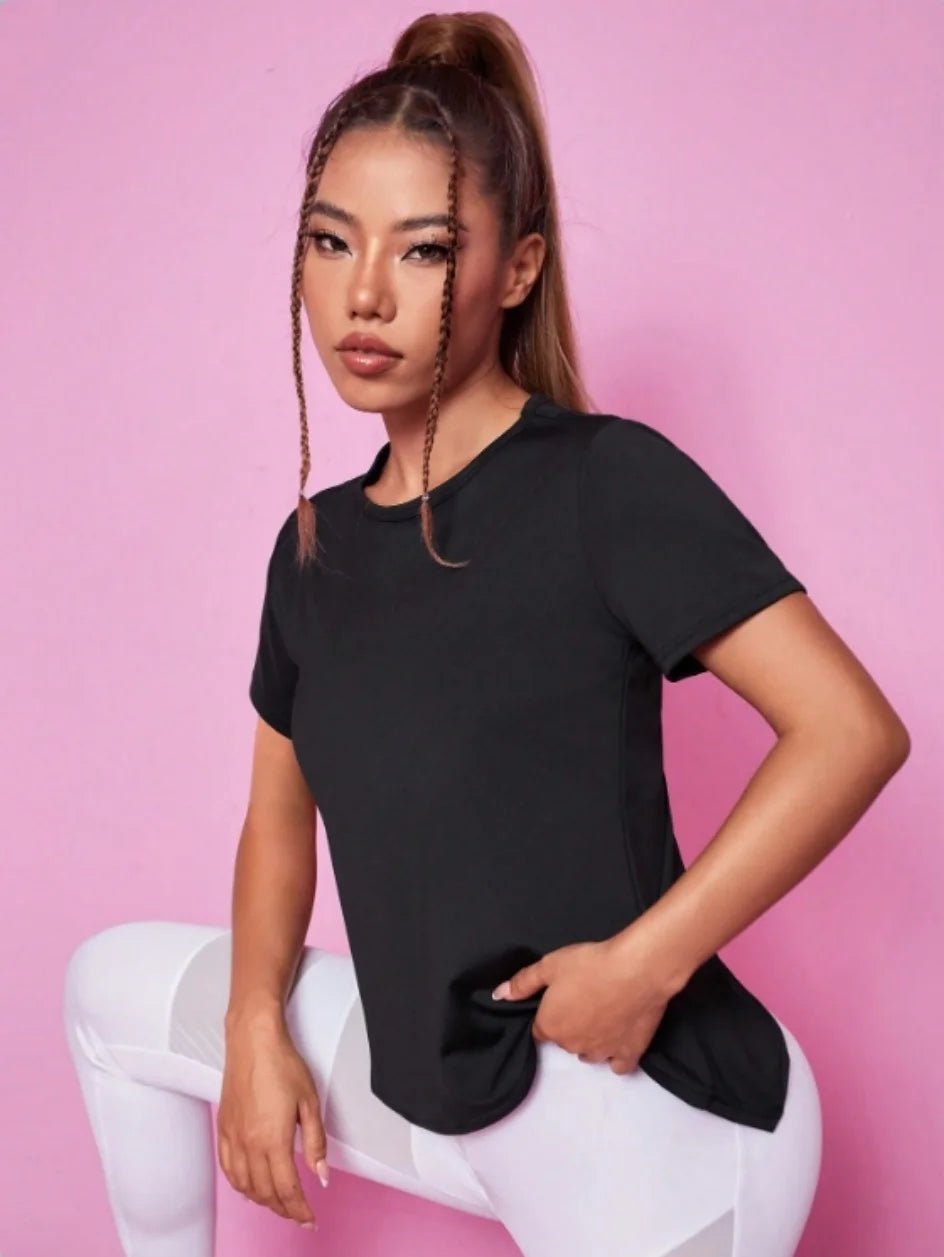 Yoga outfit women's summer sports T-shirt loose breathable quick drying top mesh back training fitness short sleeved - lily supply