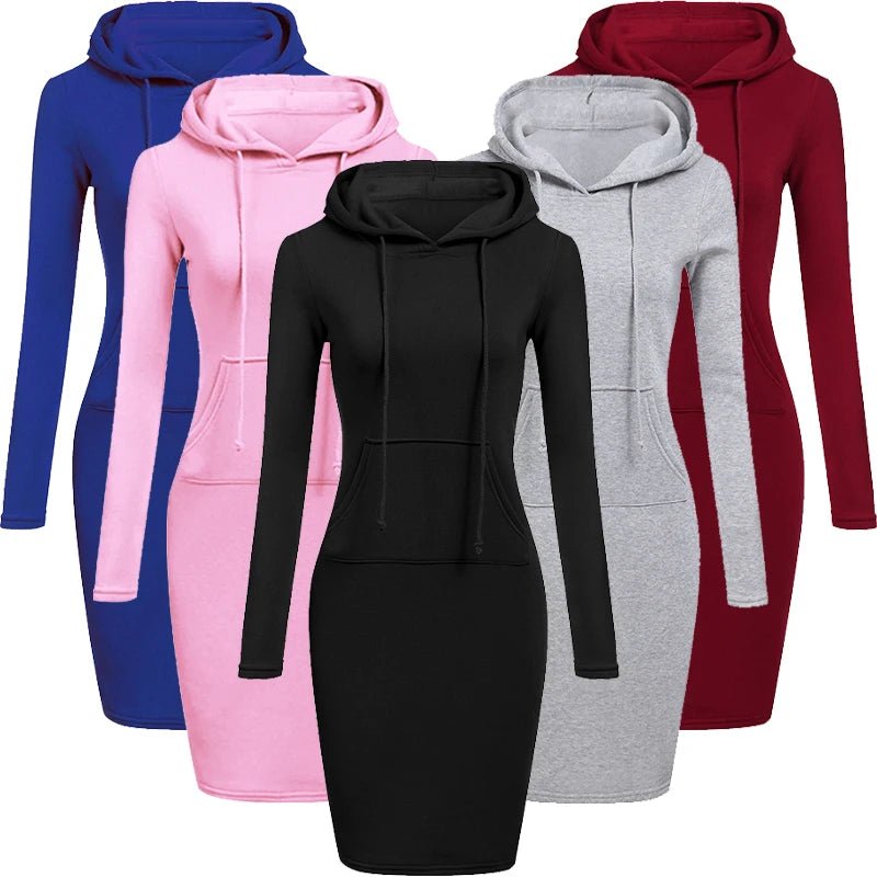 Ladies Dress Autumn Women Hooded Dresses Hoodies Women Sweatshirts Women Hoodies Dress Tops Ladies Clothing - lily supply