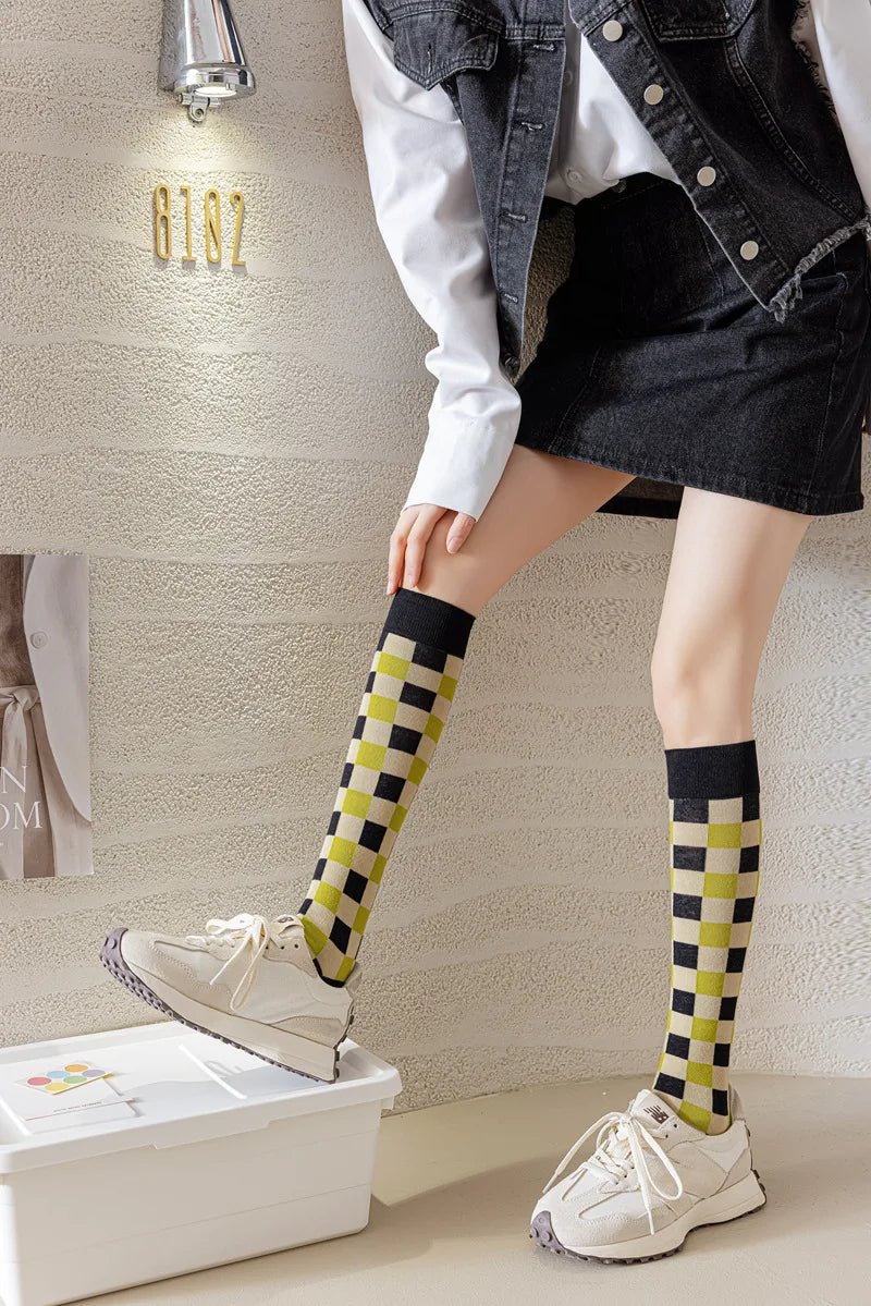 Women's Korean Vintage Over Knee Long Socks - Trendy Fashion Stockings - lily supply