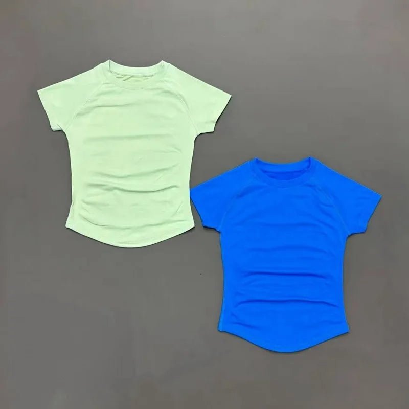 Women Sports T-Shirt Round Neck Short Sleeve Breathable Stretchy Tops Gym Fitness Yoga Running Workout Casual Athletic Shirts - lily supply