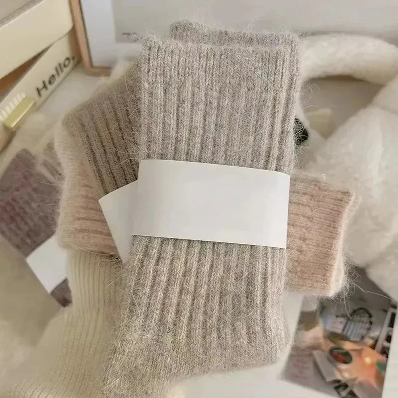 Women's Cashmere Wool Thermal Long Socks - Harajuku Style Winter Warm Sox - lily supply