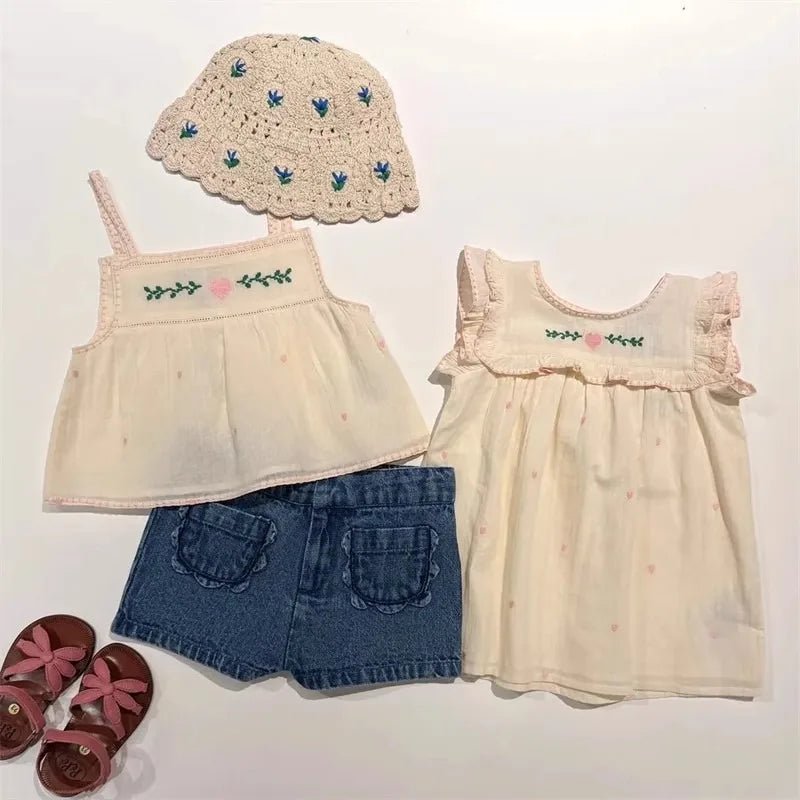 Kids Retro Print Summer Outfit Set | Top Tee & Shorts 2 - 12Y - lily supply