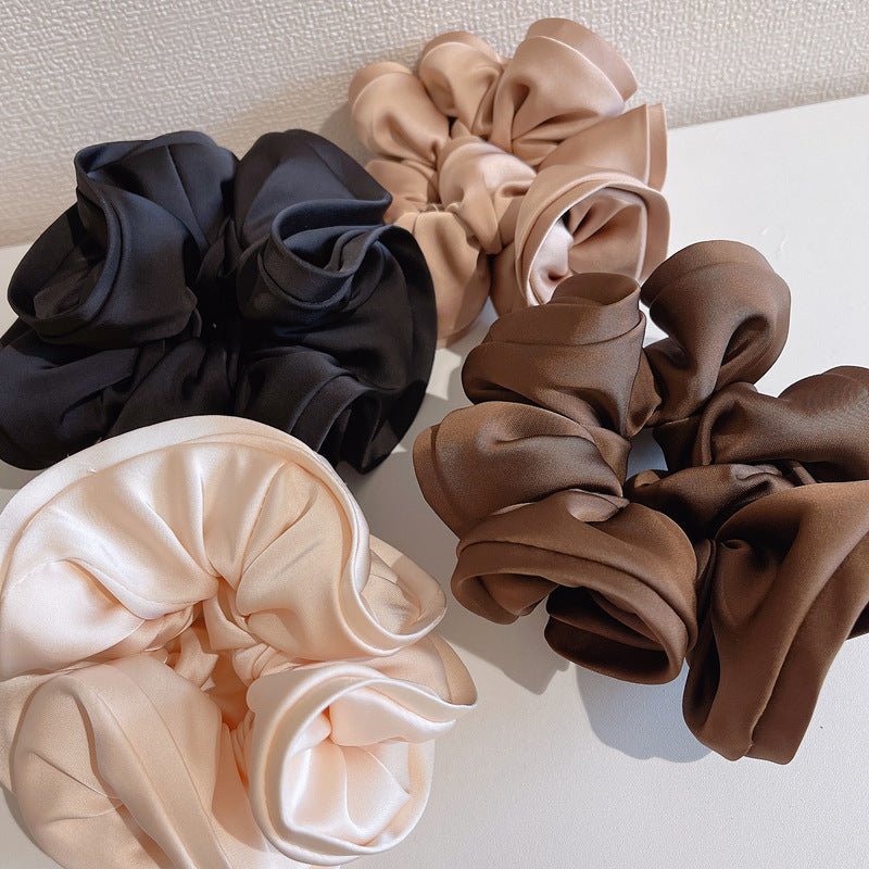 Korean Big Size Ruffle Scrunchie - Elegant Ribbon Updo Hair Ties - lily supply
