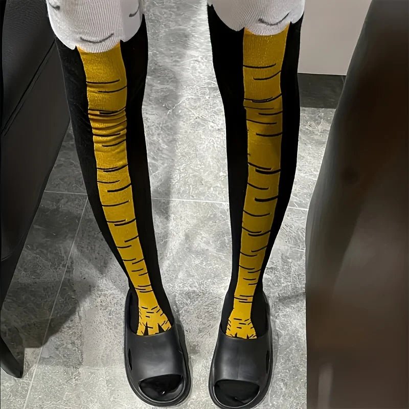 Women's Cartoon Chicken Claw Knee High Socks - 1/2 Pairs Funny Sports Long Tube - lily supply