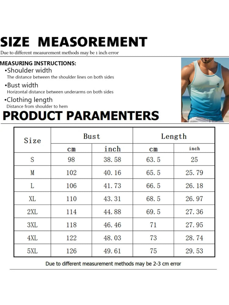 Men's Casual Coconut Tree Sleeveless Fitness Vest Top