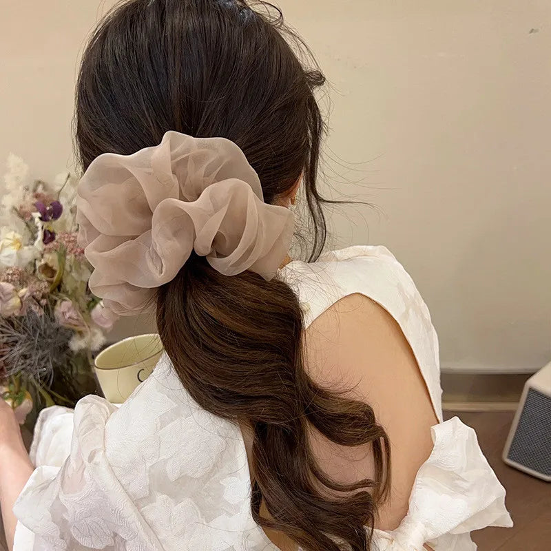 Large Mesh Hair Rope Scrunchie - Simple High Ponytail Hair Tie