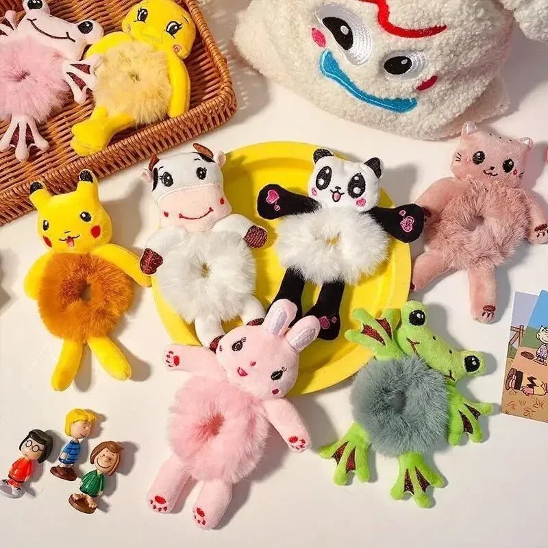 Cute Frog & Bunny Plush Scrunchie - Funny Animal Hair Ties - lily supply