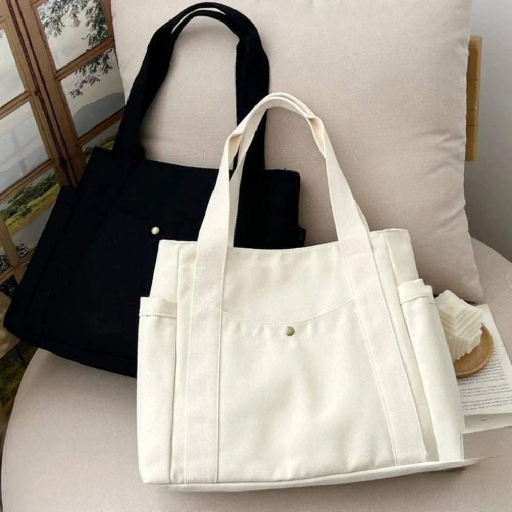 Large Canvas Tote Bag - College Style Commute Student Book Shoulder Bag - lily supply