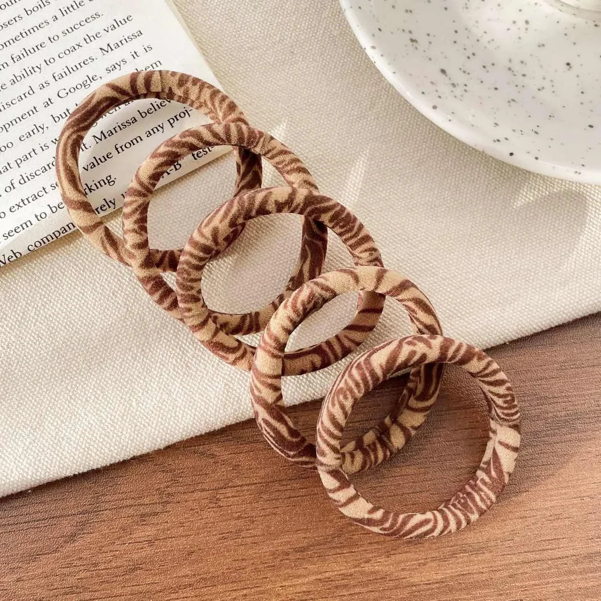 5pcs Leopard Print High Elastic Scrunchie Hair Ties - Ponytail Holders
