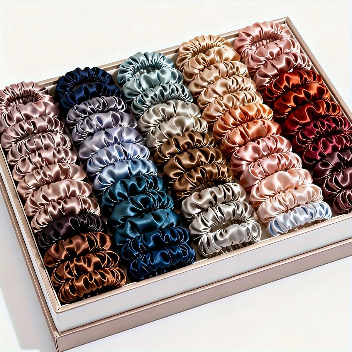 19pcs Non - Damaging Thin Scrunchies Set - Multi - Colour Mix - lily supply
