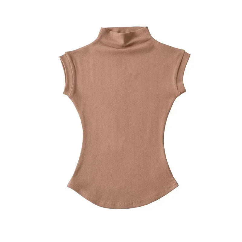 Women's Turtleneck Sleeveless Slim Fit Top