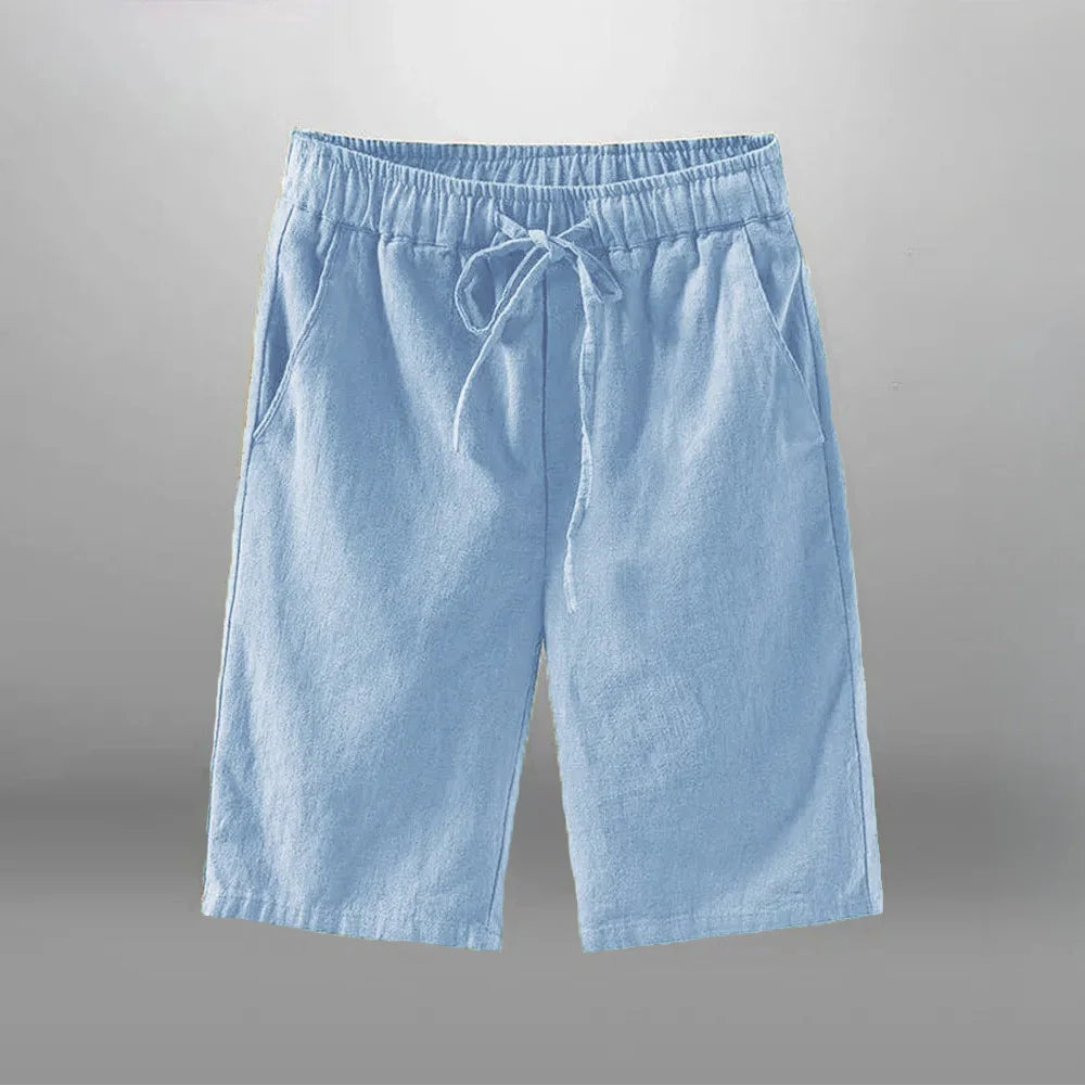 Men's Cotton Linen Beach Shorts – Casual Breathable Vacation & Gym Sweatpants