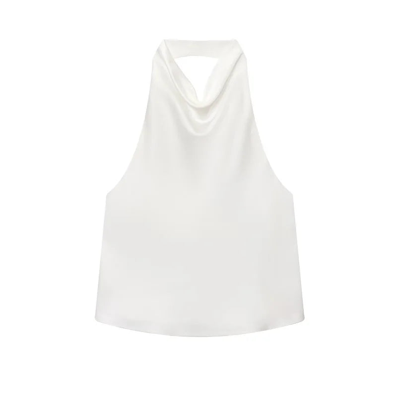 Women's Satin Halter Backless Camisole Top
