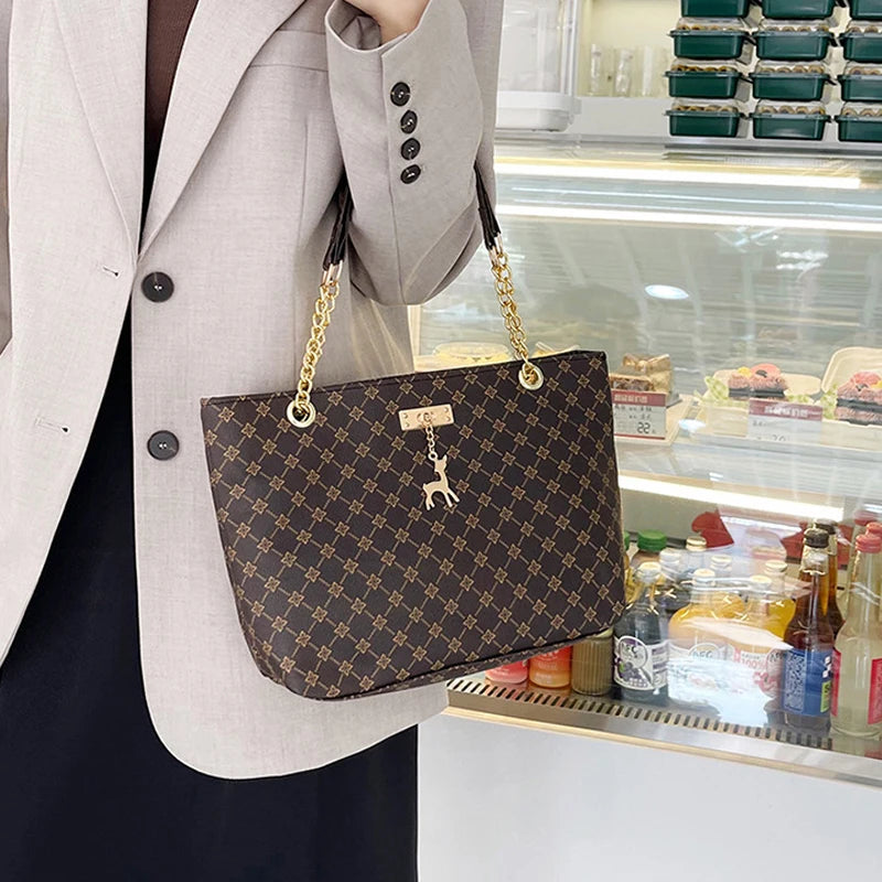 Women's Large Capacity Luxury Print Tote Bag - Trendy Shoulder Purse