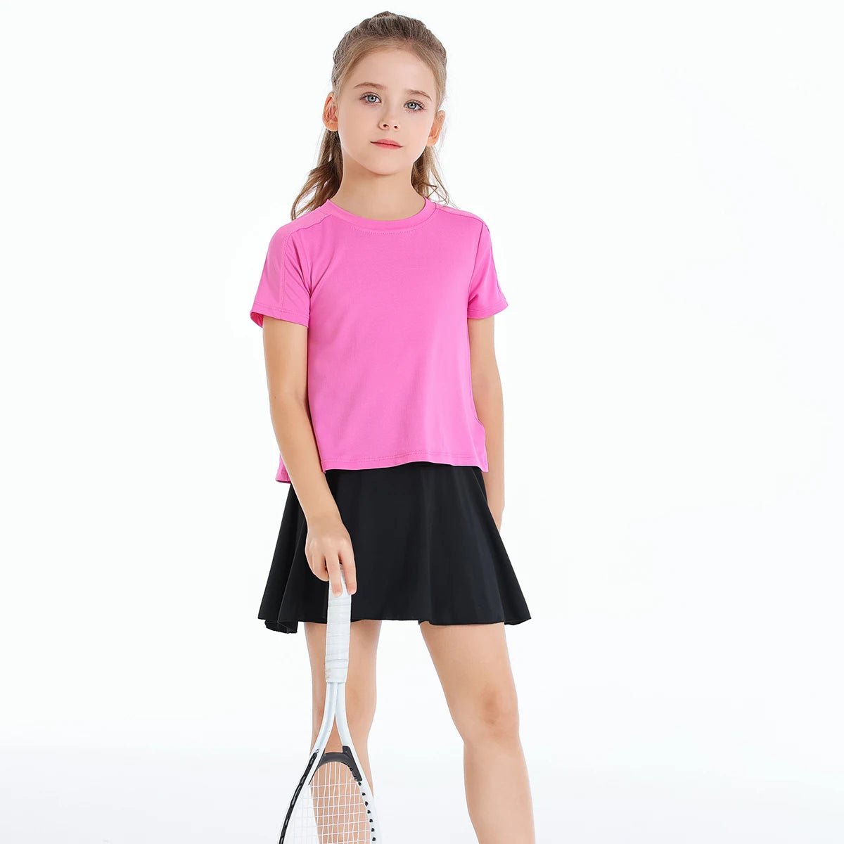 Girls Tennis Athletic Skirt with Side Pocket Shorts High Waist Active Skort for Girls Kids Teen FW103 - lily supply