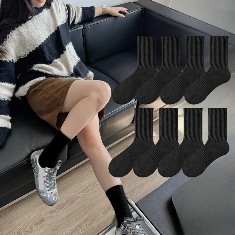 Black & White Sports Mid - Calf Socks – Unisex Athletic Socks - lily supply