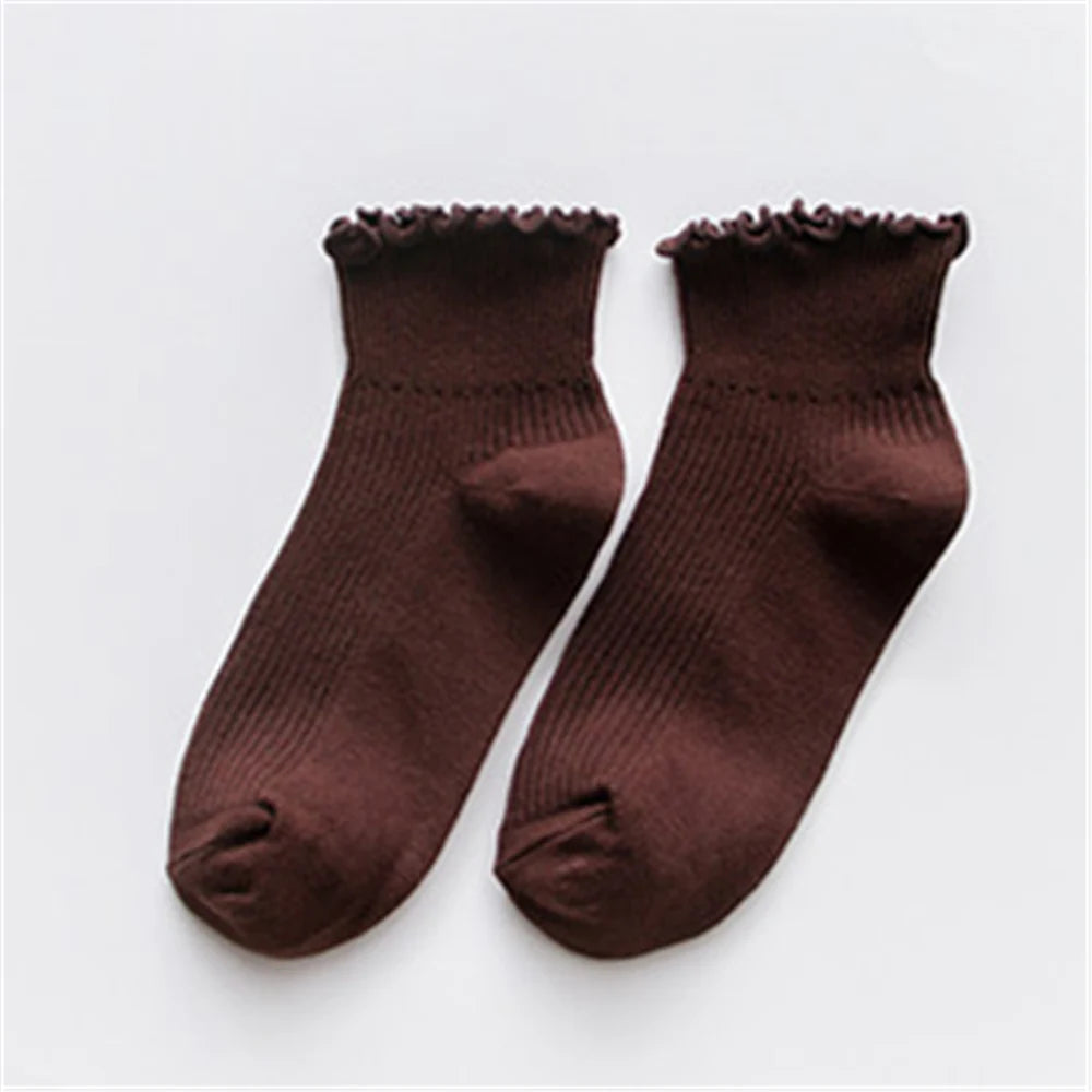 Fashion Lace Ruffles Soft Cotton Women Socks