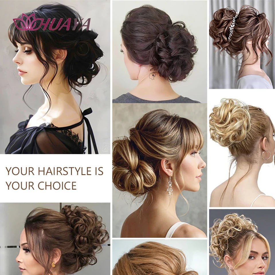 Synthetic Wavy Curly Messy Bun Claw Clip Hair Piece - Ponytail Extension - lily supply