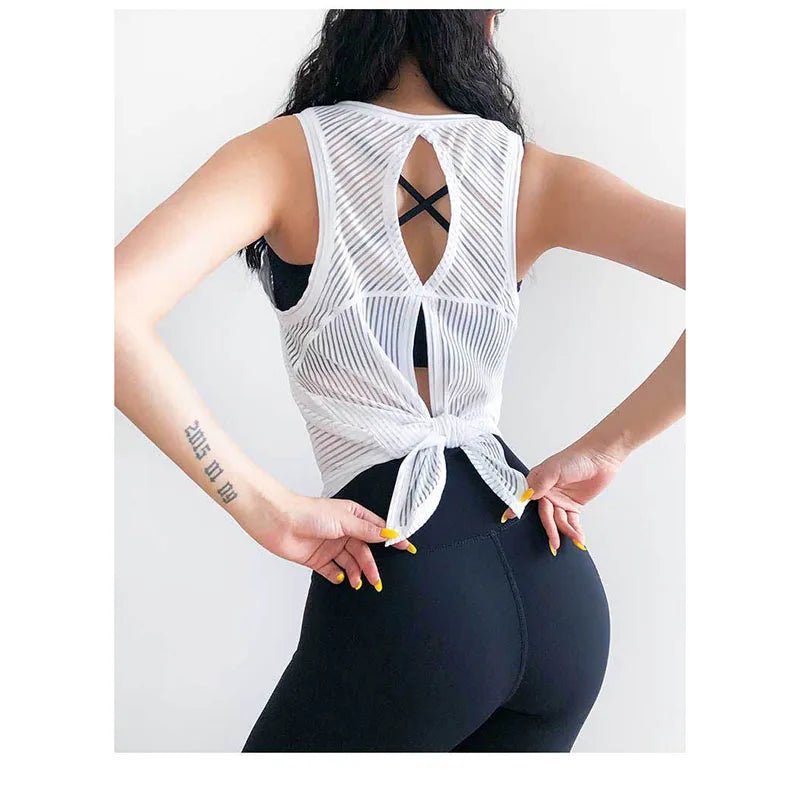 Sexy Open Back Sport T-shirt Women Gym Tank top Loose Sportswear Breathable Workout Tank Top Sleeveless Fitness Yoga T shirt top - lily supply