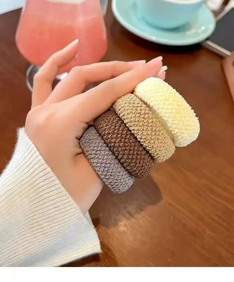 5pcs High Elasticity Seamless Thick Knit Scrunchie Ponytail Holders - lily supply