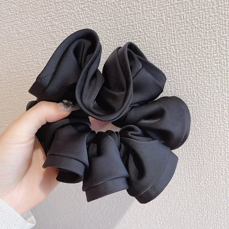 Korean Big Size Ruffle Scrunchie - Elegant Ribbon Updo Hair Ties - lily supply