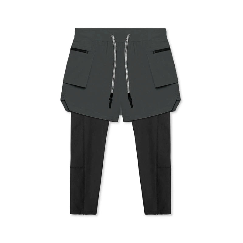 Men's Double-Layer 2-in-1 Compression Running Pants – Jogging & Gym Training Sportswear