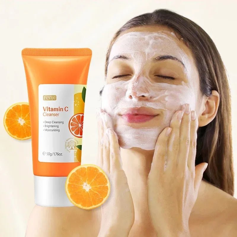 Vitamin C Facial Cleanser Skin Deep Cleansing Moisturizing Blackhead Removal skincare Face Wash Foam Face Cleanser Skin Care - lily supply