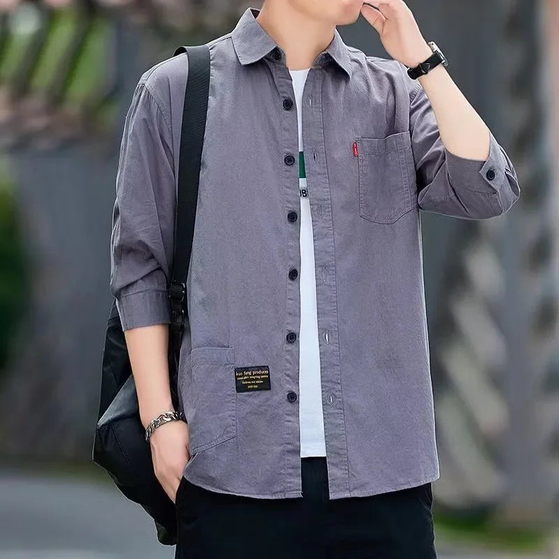 Men's Stand Collar Beach Style Summer Shirt