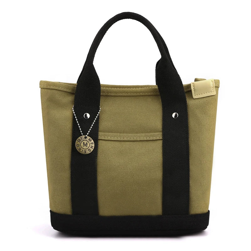 Canvas Tote Bag - Portable Large Capacity Lunch Bento Bucket Handbag