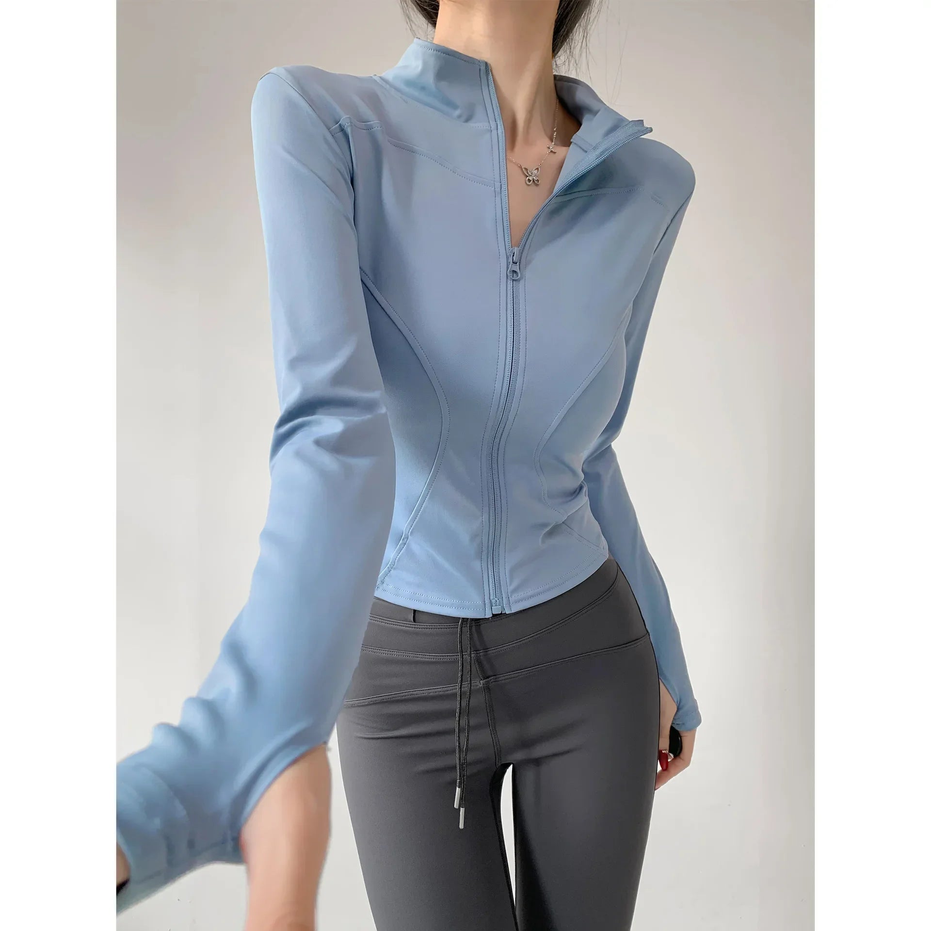 Women's Quick Dry Yoga Zip Jacket - Tight Long Sleeve Running Fitness S-3XL